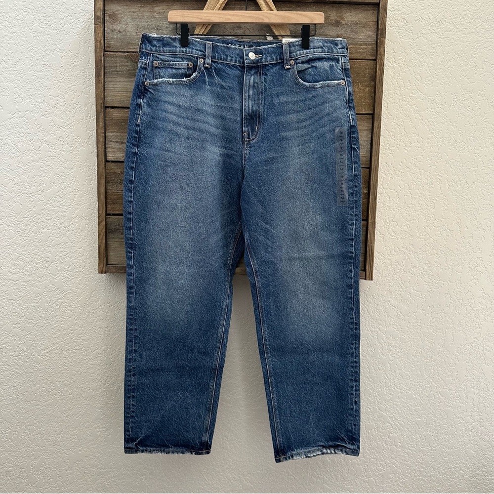 American Eagle Super High Rise Straight Blue Denim Jeans size 16 Short NWT